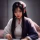 张雅婷女士专业照，时尚买手与内衣选品顾问，优雅商务装扮，展厅陈列背景